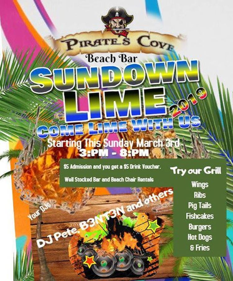 Pirates Cove Beach Bar Sundown Lime What's On In Barbados 201909